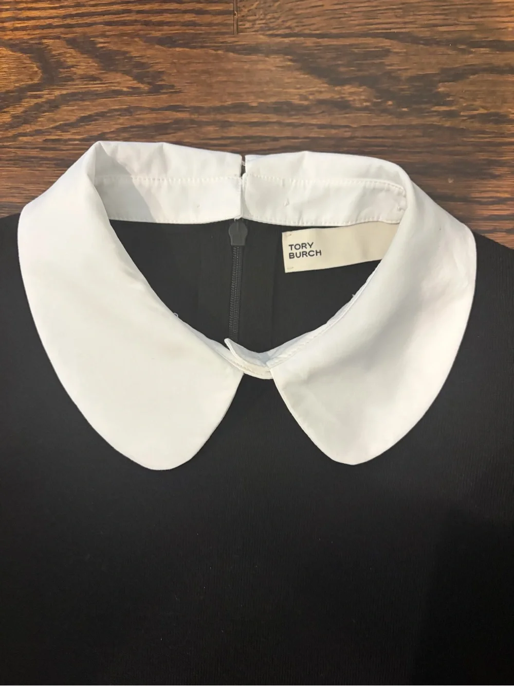 Tory Burch Black Midi Dress with White Peter Pan Collar